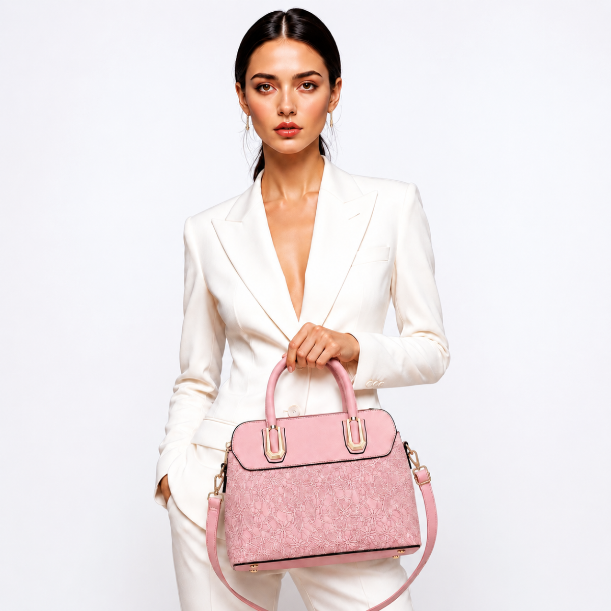 Premium Pink Women Handbag with Adjustable Sling Strap