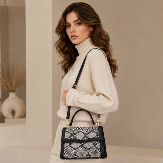 Premium Black Women Handbag with Adjustable Sling Strap