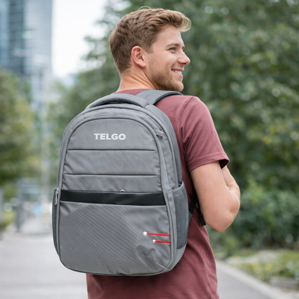 Telgo Stylish Grey Backpack for Men & Women