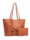 Tan Floral Cutwork Tote Bag