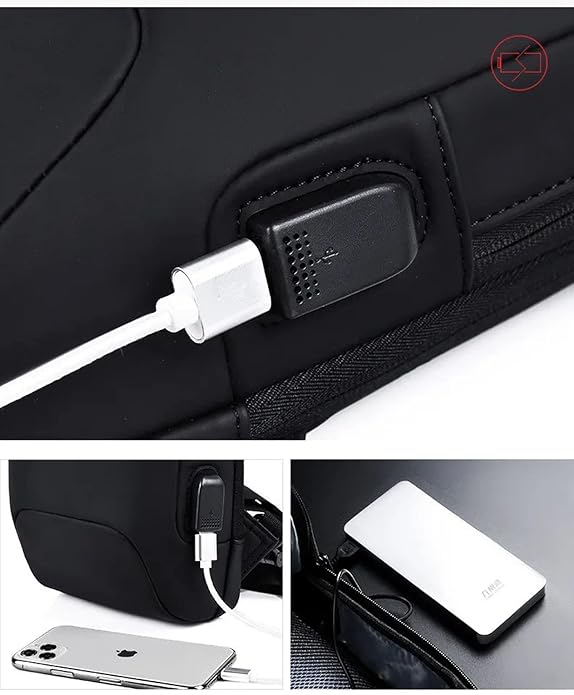 Anti Theft Sling Bag with USB Charging Cable