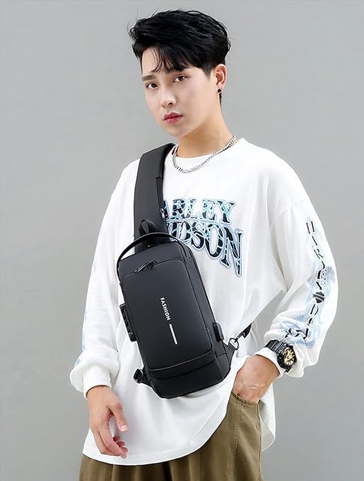 Anti Theft Sling Bag with USB Charging Cable