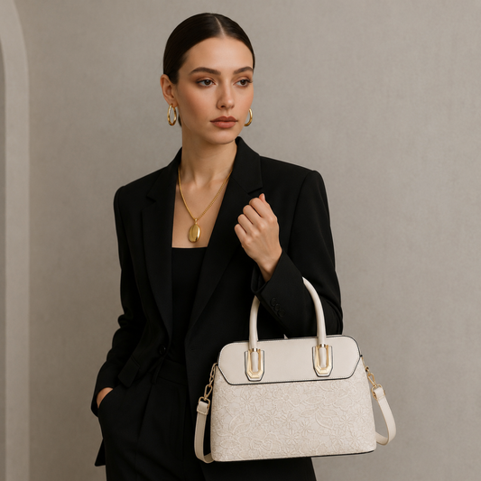 Premium Off White Women Handbag with Adjustable Sling Strap