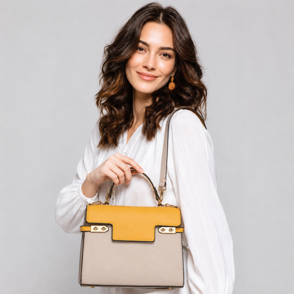 Premium Yellow Women Handbag with Adjustable Sling Strap